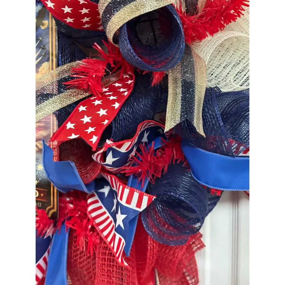 Celebrating 250th Birthday America, Patriotic Wreath, Americana
